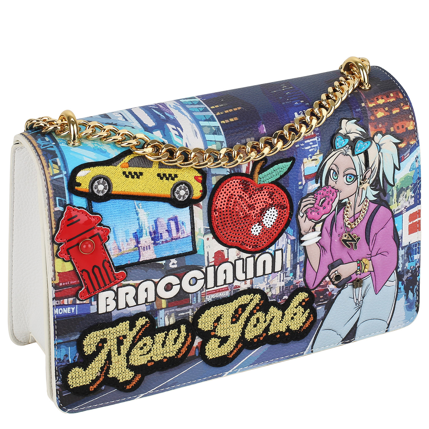 Сумка через плечо с цепочкой Braccialini Cartoline