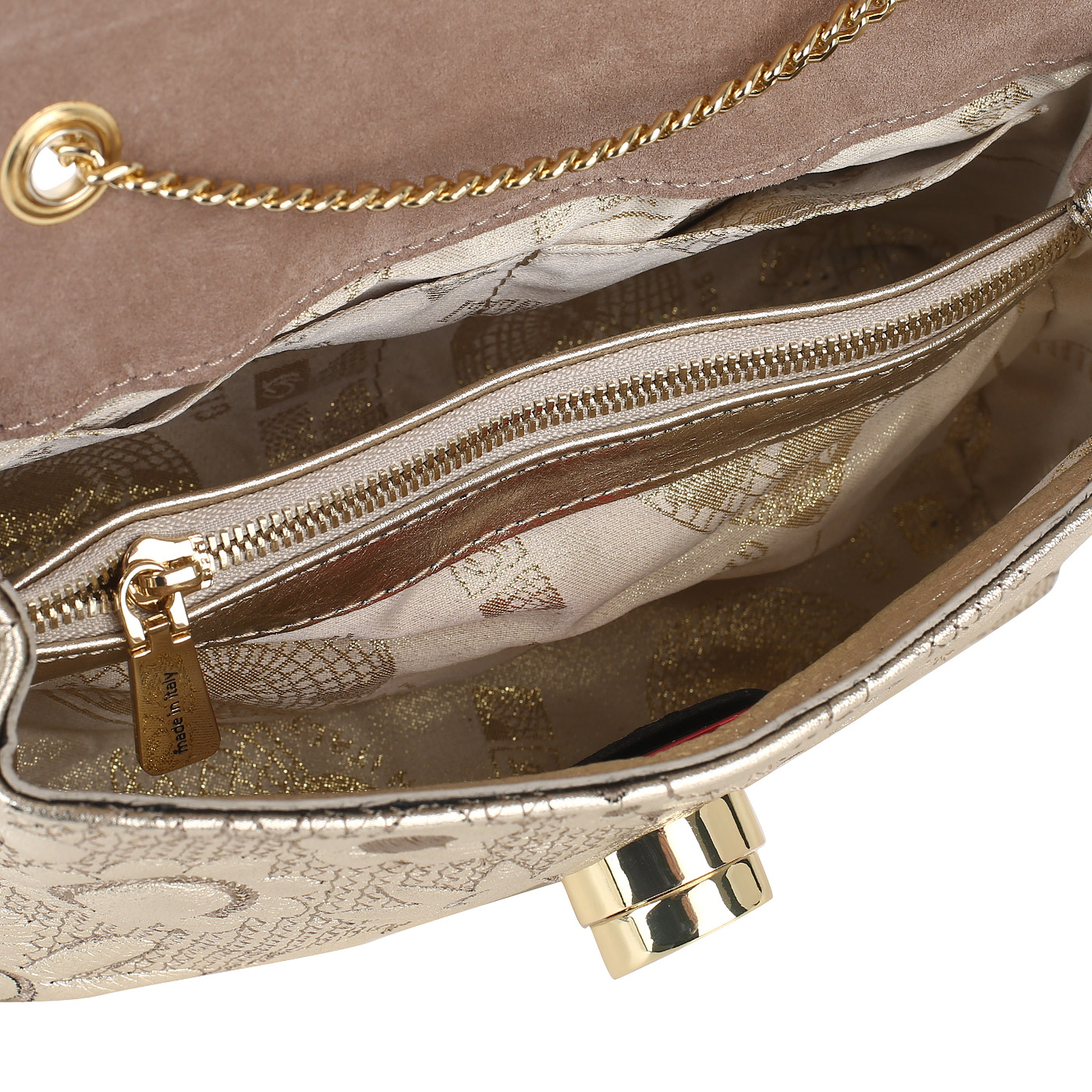Золотистая сумочка из стеганой кожи Gilda Tonelli Lamin Ric Fiori