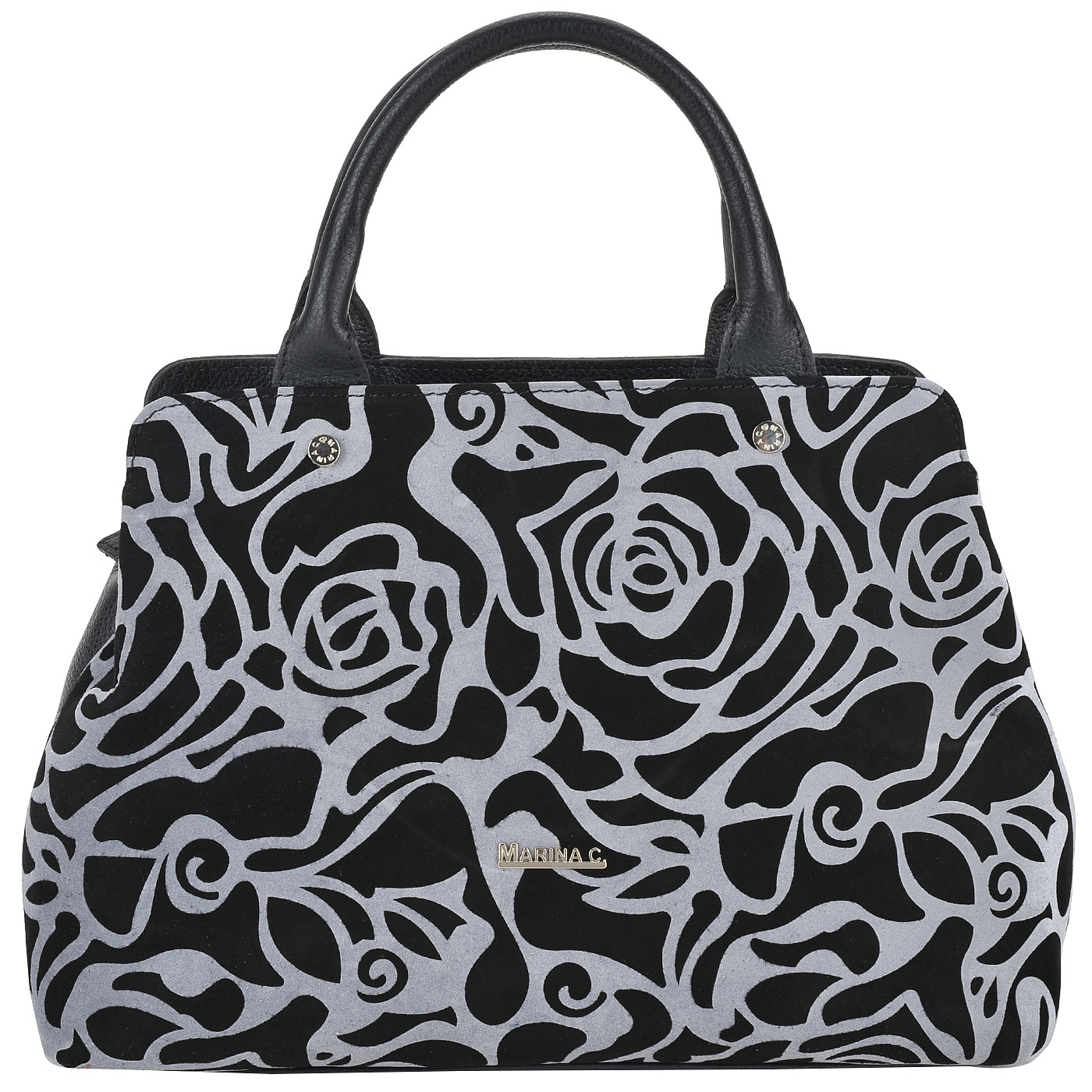Marina Creazioni Вместительная кожаная сумка с цветочным узором