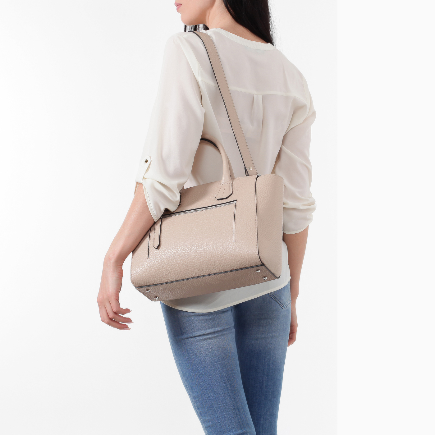 Бежевая кожаная сумка Chatte Marseille