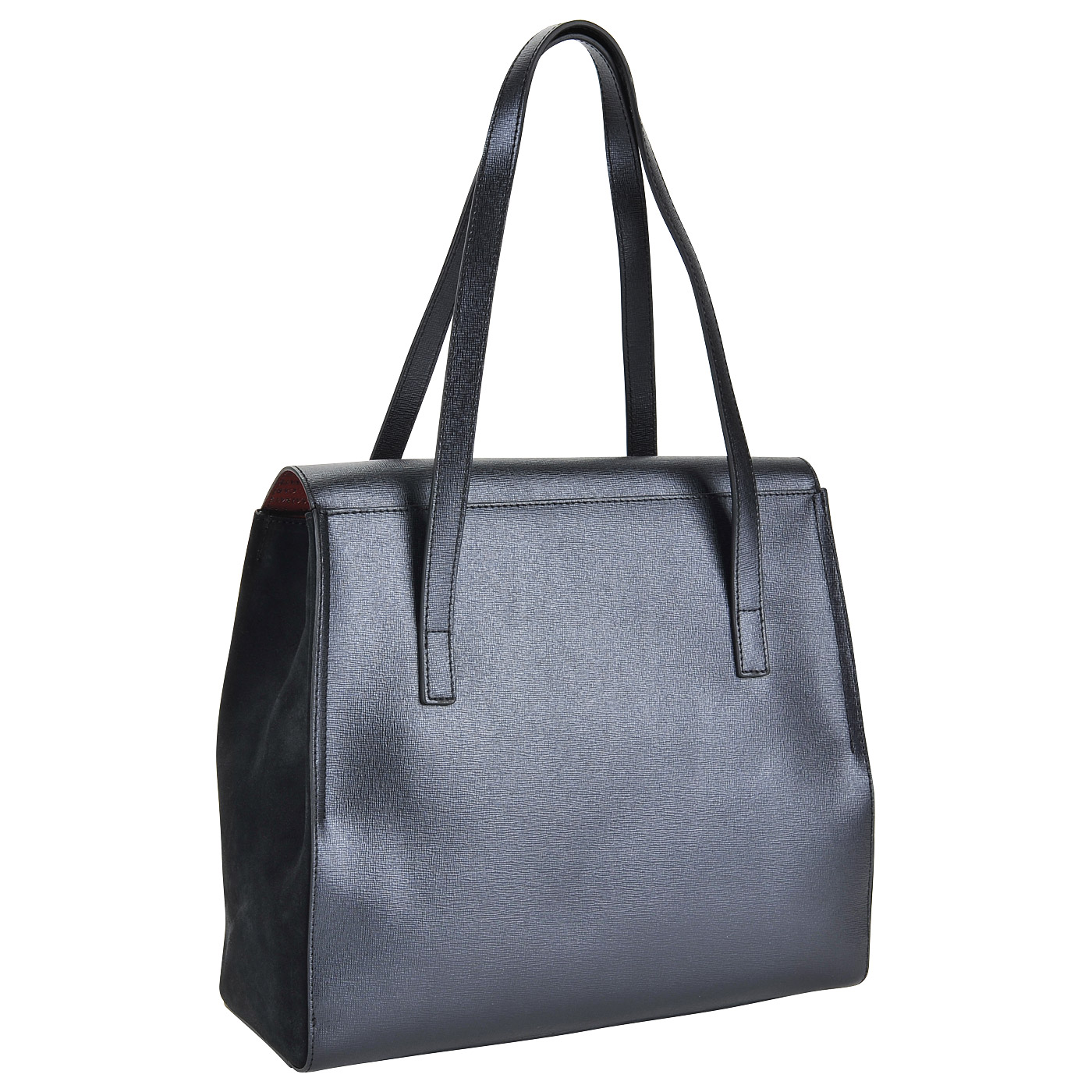 Женская черная сумка из сафьяновой кожи с замшей Carlo Salvatelli Saffiano