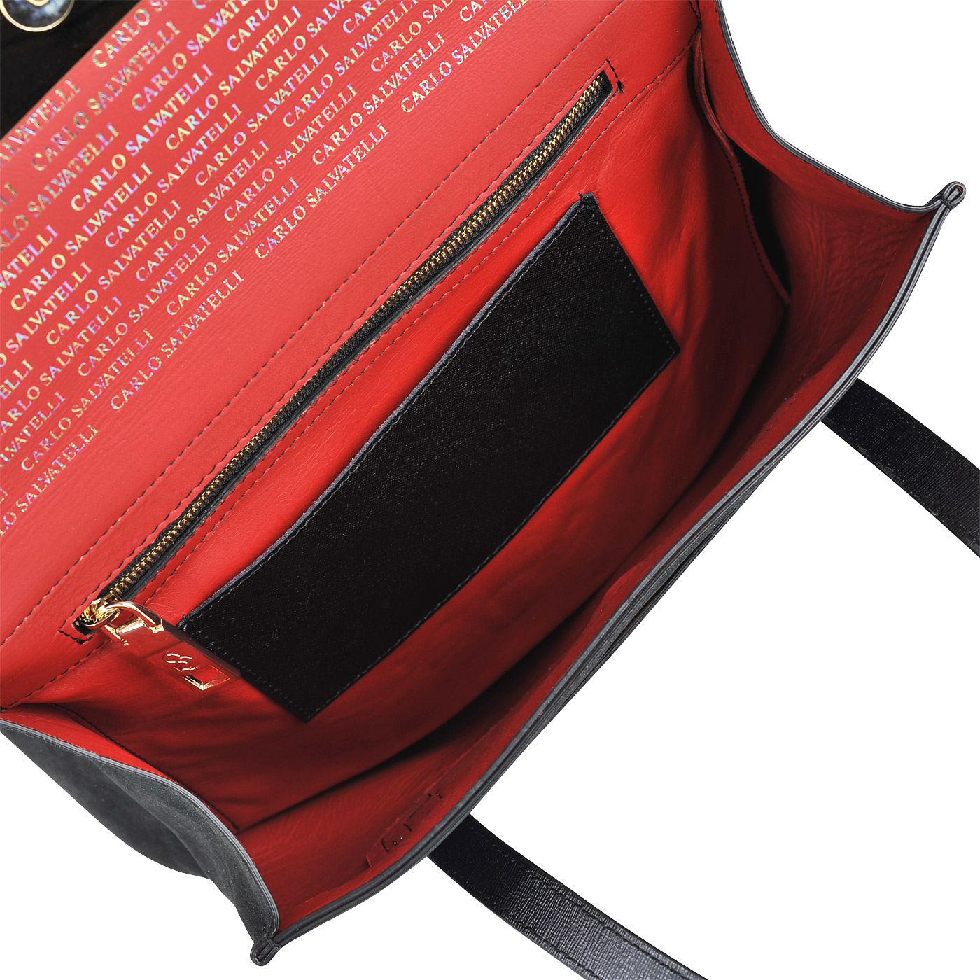 Женская черная сумка из сафьяновой кожи с замшей Carlo Salvatelli Saffiano